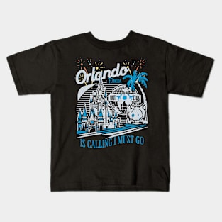 Orlando Florida is calling I must go Theme Park Vintage Retro Design Kids T-Shirt